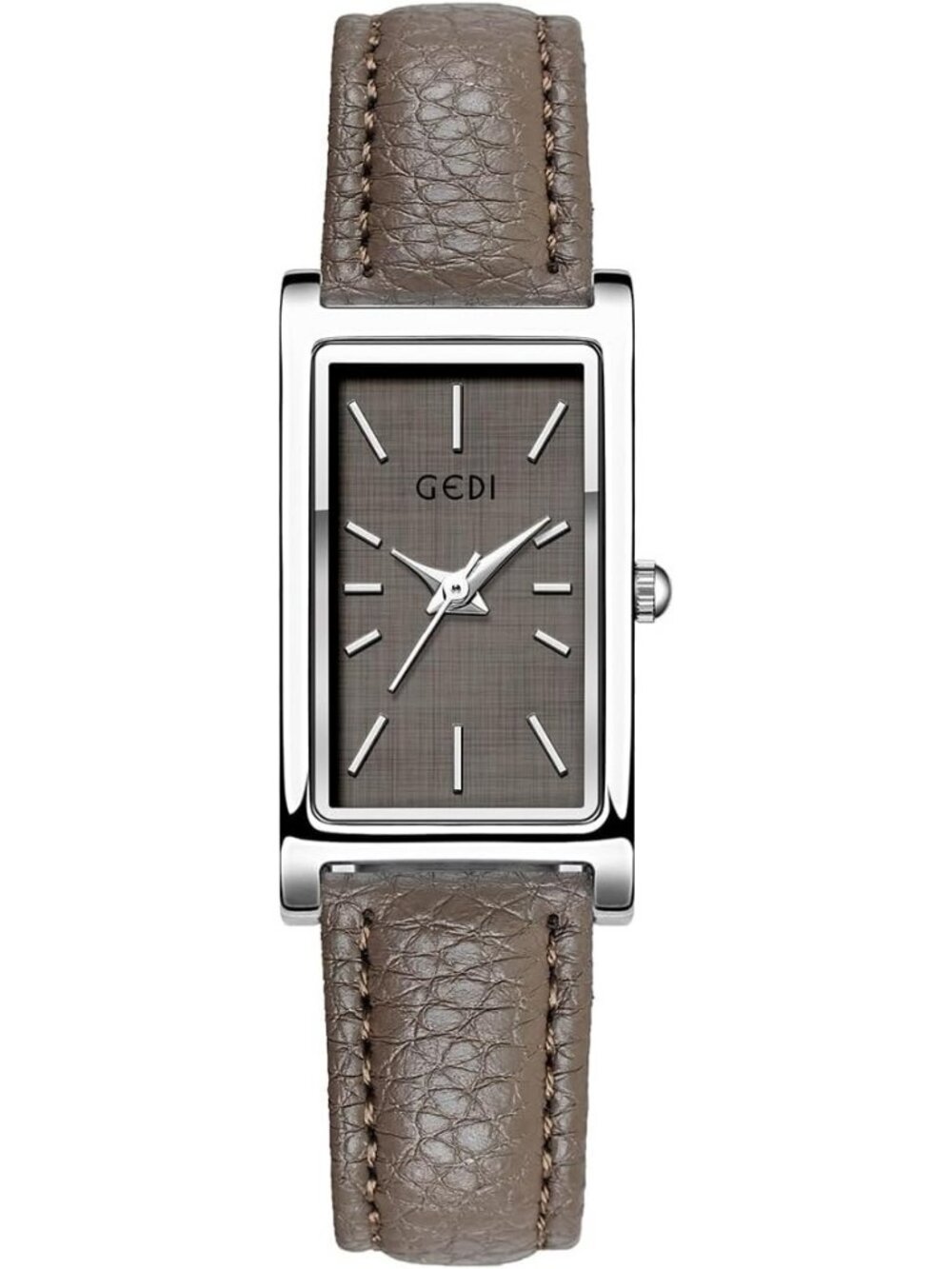 Women's Grey And Silver Analog Ultra-Thin Rectangle Vintage Square Wrist Watch